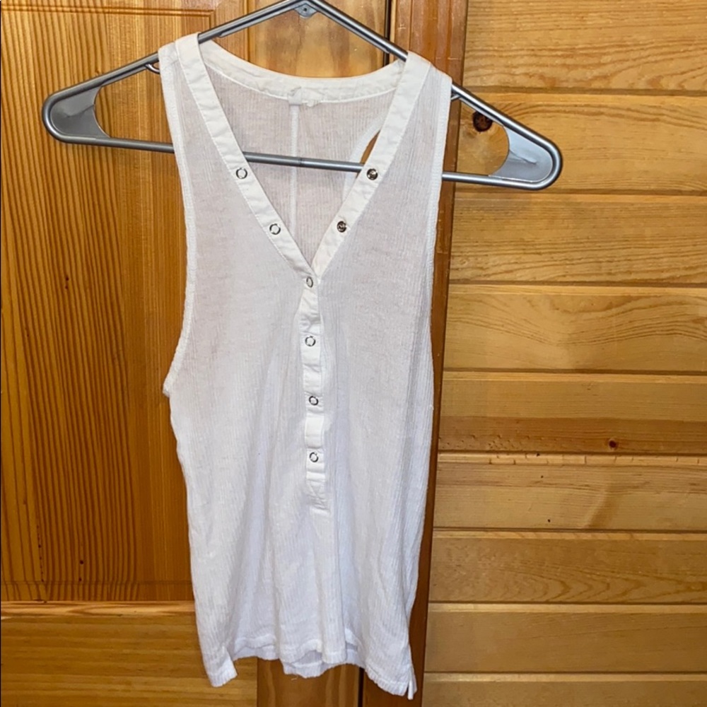 White button up tank top